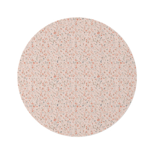 Ditsy Blooms round nursery rug on a baby room floor