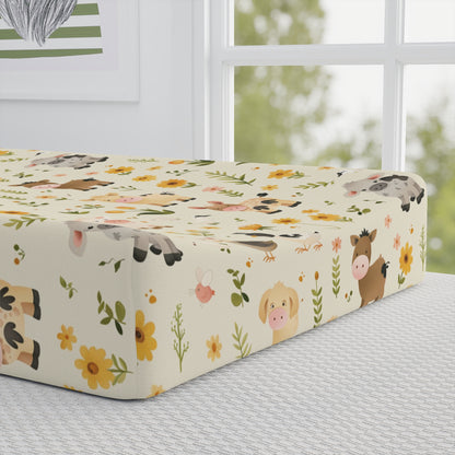 Farmyard Friends pad cover in farm animals on cream