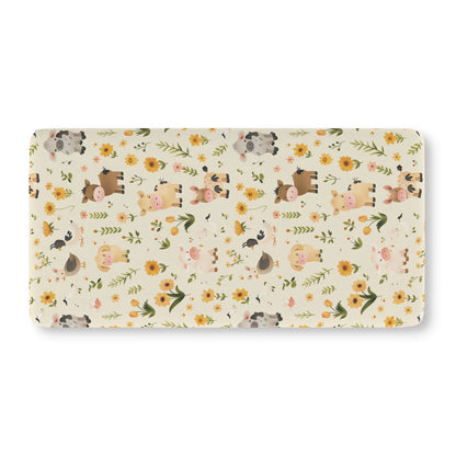 Farm animal crib sheet on a standard crib mattress
