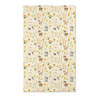 Farm animal nursery area rug with sunflowers on cream