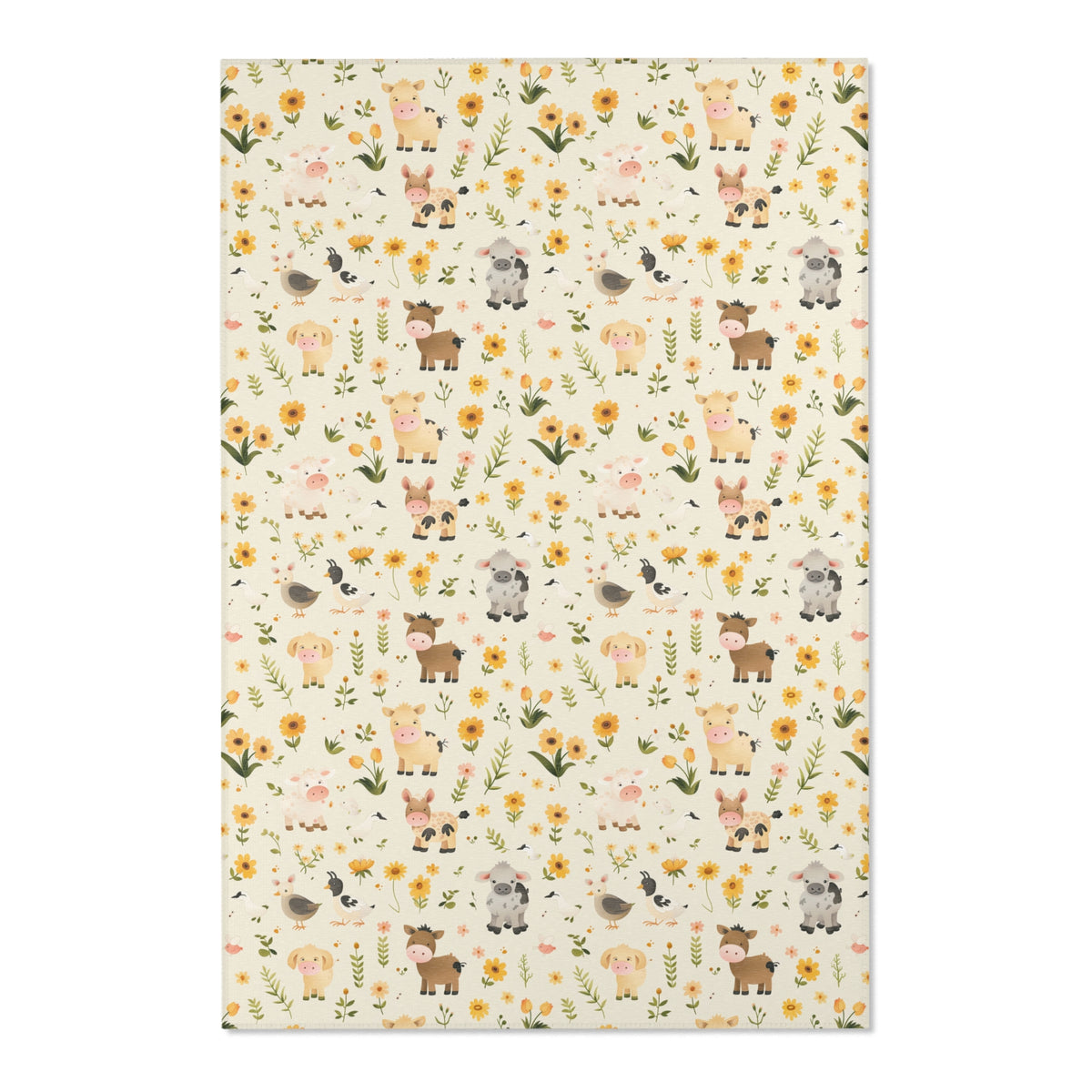 Rectangular farm animal rug for a gender neutral nursery