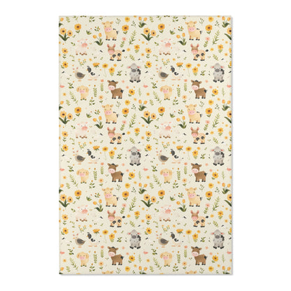 Rectangular farm animal rug for a gender neutral nursery
