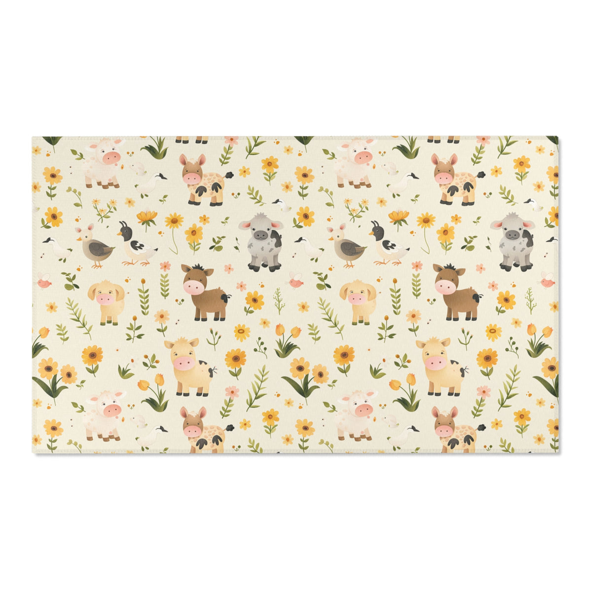 Farmyard Friends nursery area rug in a baby room