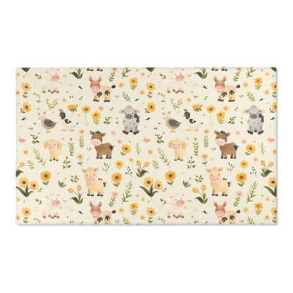 Farmyard Friends nursery area rug in a baby room