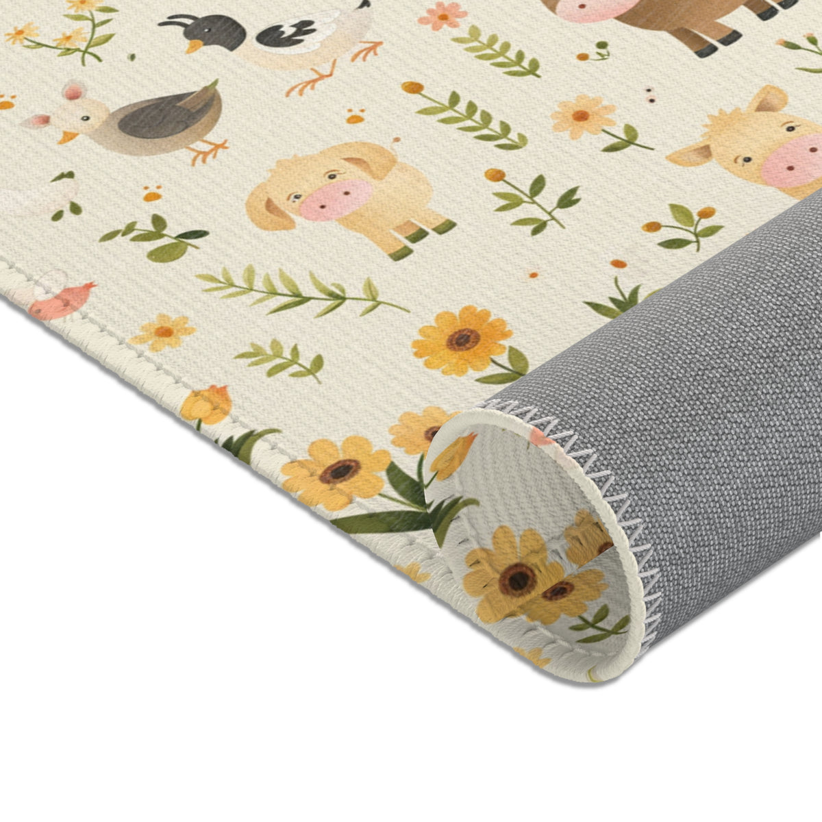 Farmyard Friends nursery rug in landscape orientation