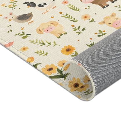 Farmyard Friends nursery rug in landscape orientation