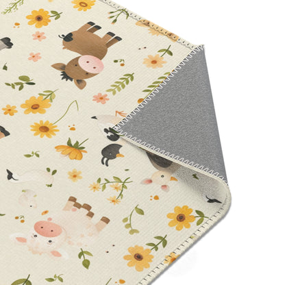Farmyard Friends nursery rug in portrait orientation