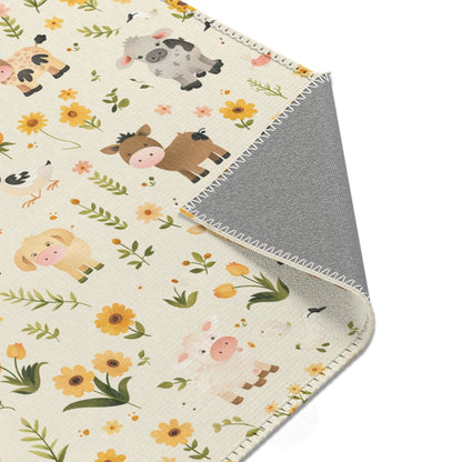 Close detail of the Farmyard Friends farm animal print