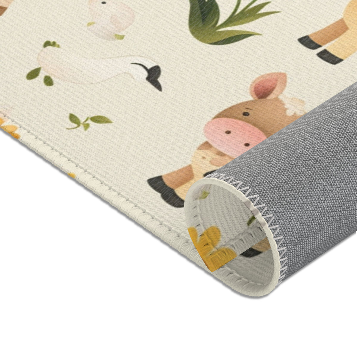 Farmyard Friends area rug, full print detail