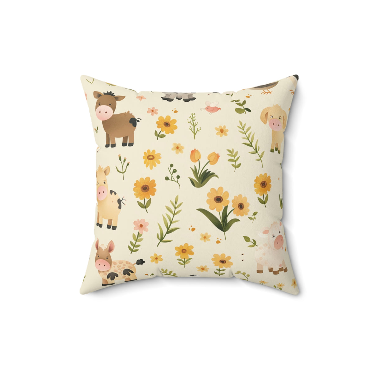 Square farm animal nursery pillow
