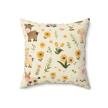 Farmyard Friends nursery cushion on a daybed