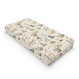 Fern Grove Dinosaurs changing pad cover on a nursery changing table
