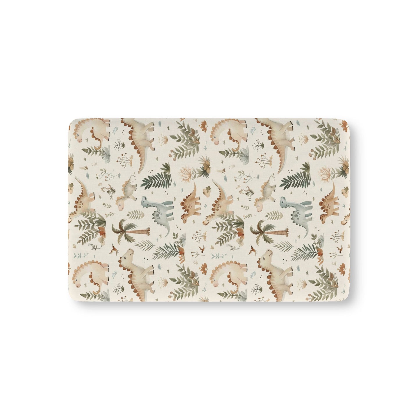 Fern Grove Dinosaurs fitted crib sheet on a nursery crib mattress
