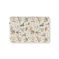Fern Grove Dinosaurs fitted crib sheet on a nursery crib mattress