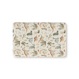 Fern Grove Dinosaurs fitted crib sheet on a nursery crib mattress