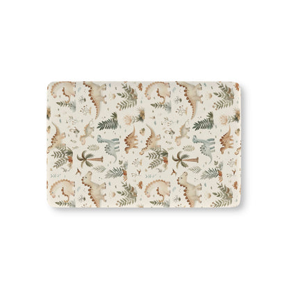 Fern Grove Dinosaurs fitted crib sheet on a nursery crib mattress