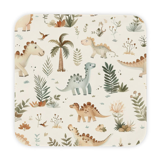 Fern Grove Dinosaurs hooded baby towel wrapped around a baby