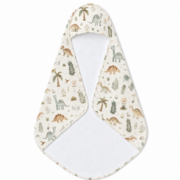Fern Grove Dinosaurs hooded baby towel wrapped around a baby