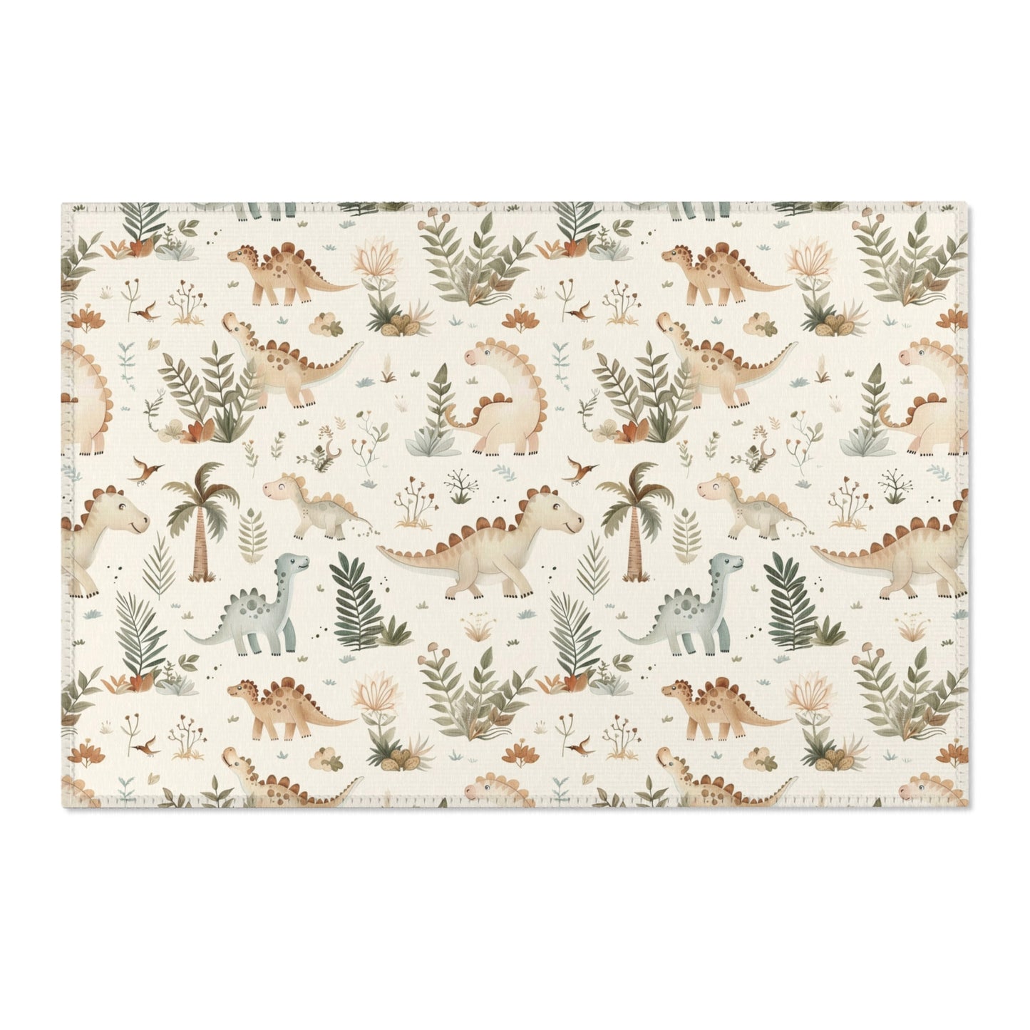 Fern Grove Dinosaurs area rug shown in landscape orientation