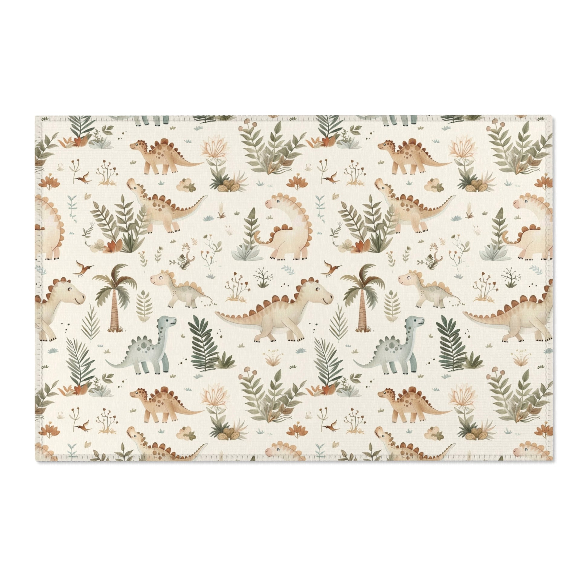 Fern Grove Dinosaurs area rug shown in landscape orientation