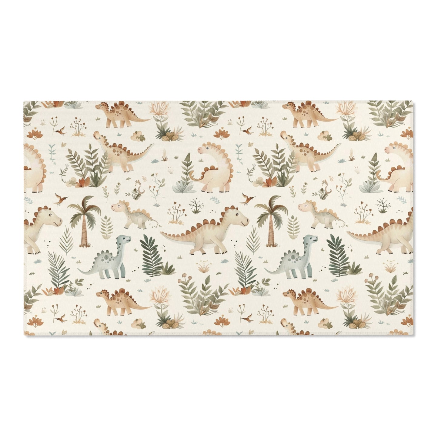Fern Grove Dinosaurs area rug shown in portrait orientation