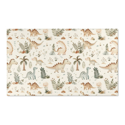 Fern Grove Dinosaurs area rug shown in portrait orientation