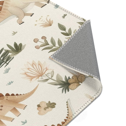 Fern Grove Dinosaurs rug print detail in sage and grey-blue