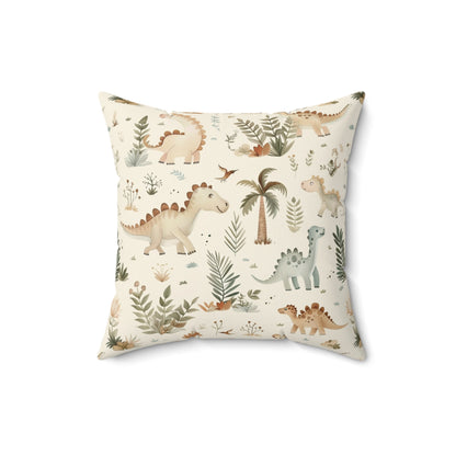 Nursery pillow in sage and cream, Fern Grove Dinosaurs print