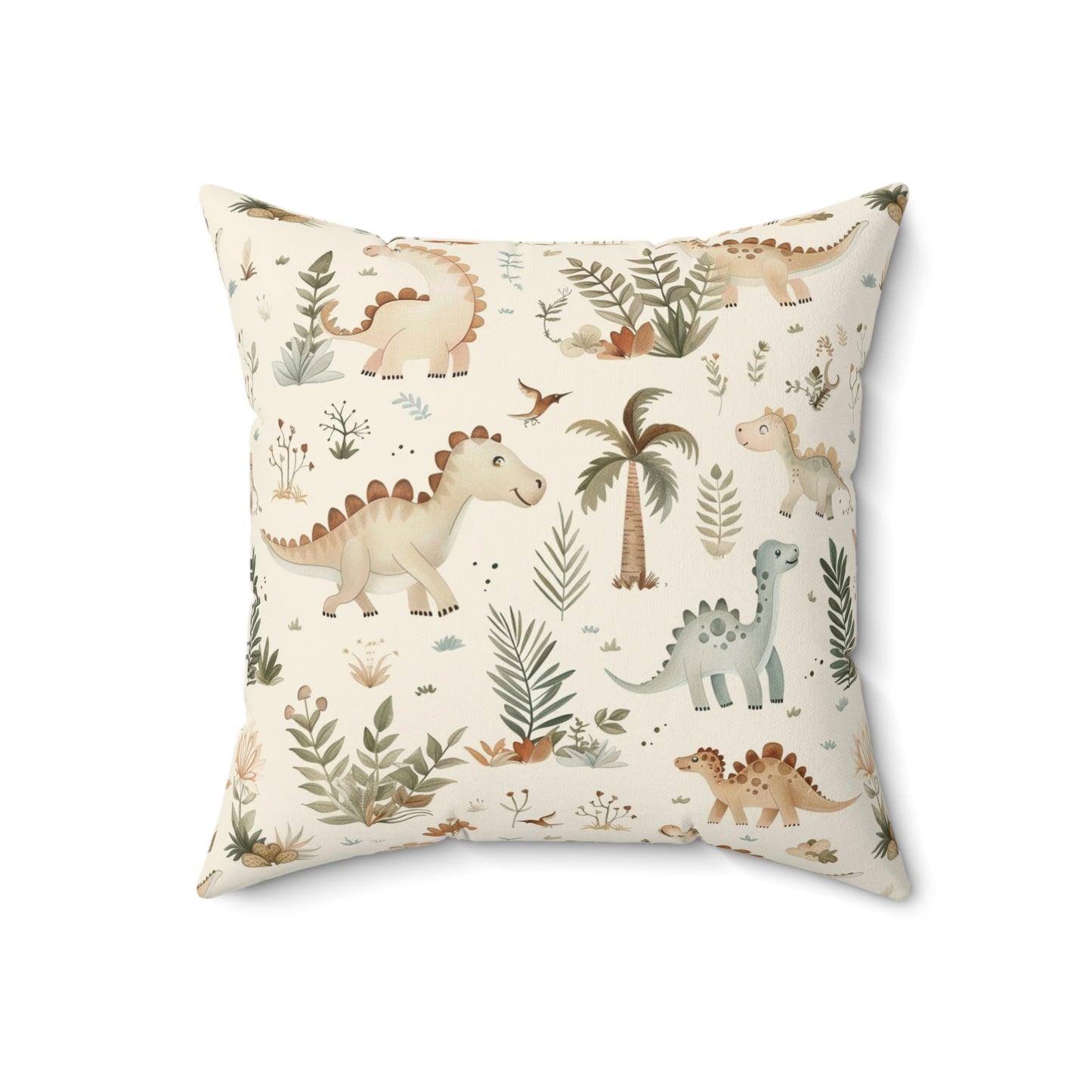 Fern Grove Dinosaurs decorative pillow against a plain background