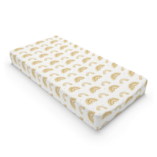 Golden Arches changing pad cover on a nursery changing table