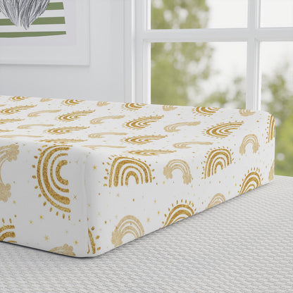 Close detail of the Golden Arches print on the changing pad cover