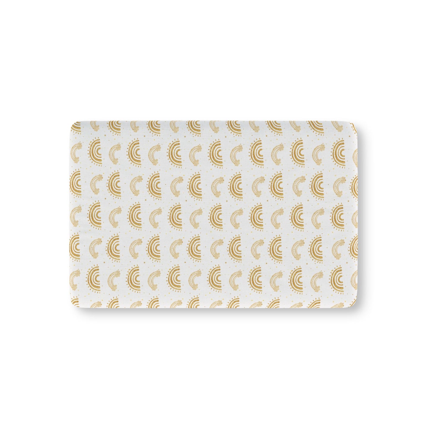 Golden Arches fitted crib sheet on a nursery crib mattress
