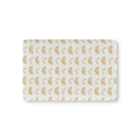 Golden Arches fitted crib sheet on a nursery crib mattress