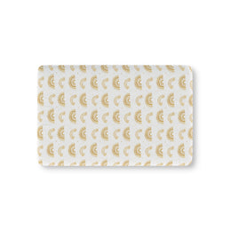 Golden Arches fitted crib sheet on a nursery crib mattress