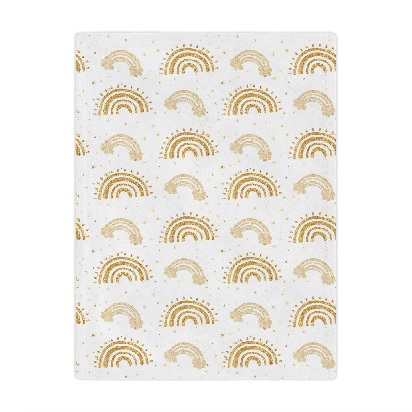 Minky baby blanket in gold on white, Golden Arches print