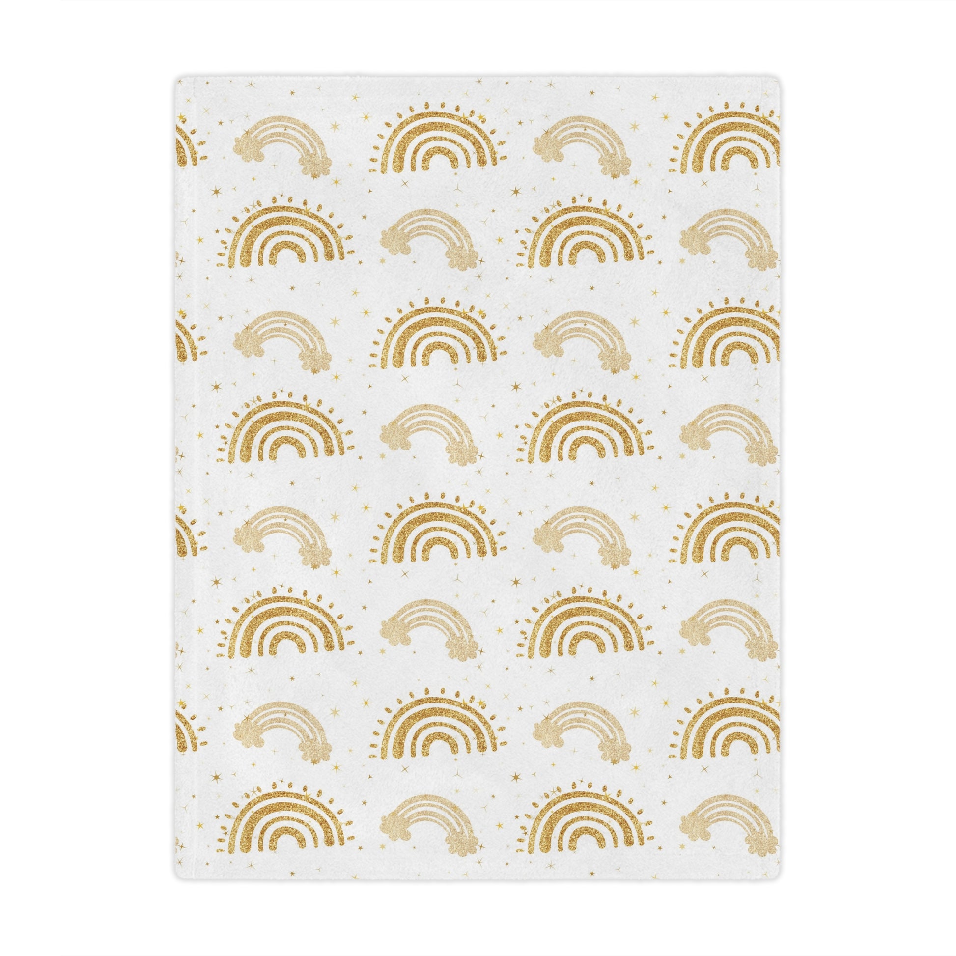Minky baby blanket in gold on white, Golden Arches print