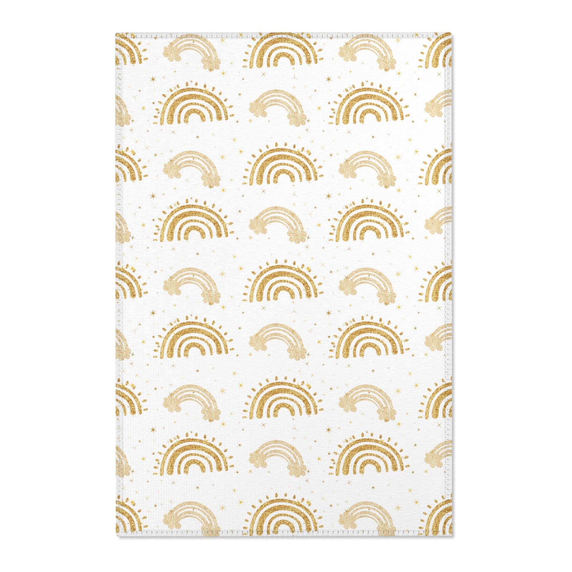 Golden Arches nursery area rug in a baby room