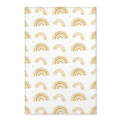 Golden Arches nursery area rug in a baby room