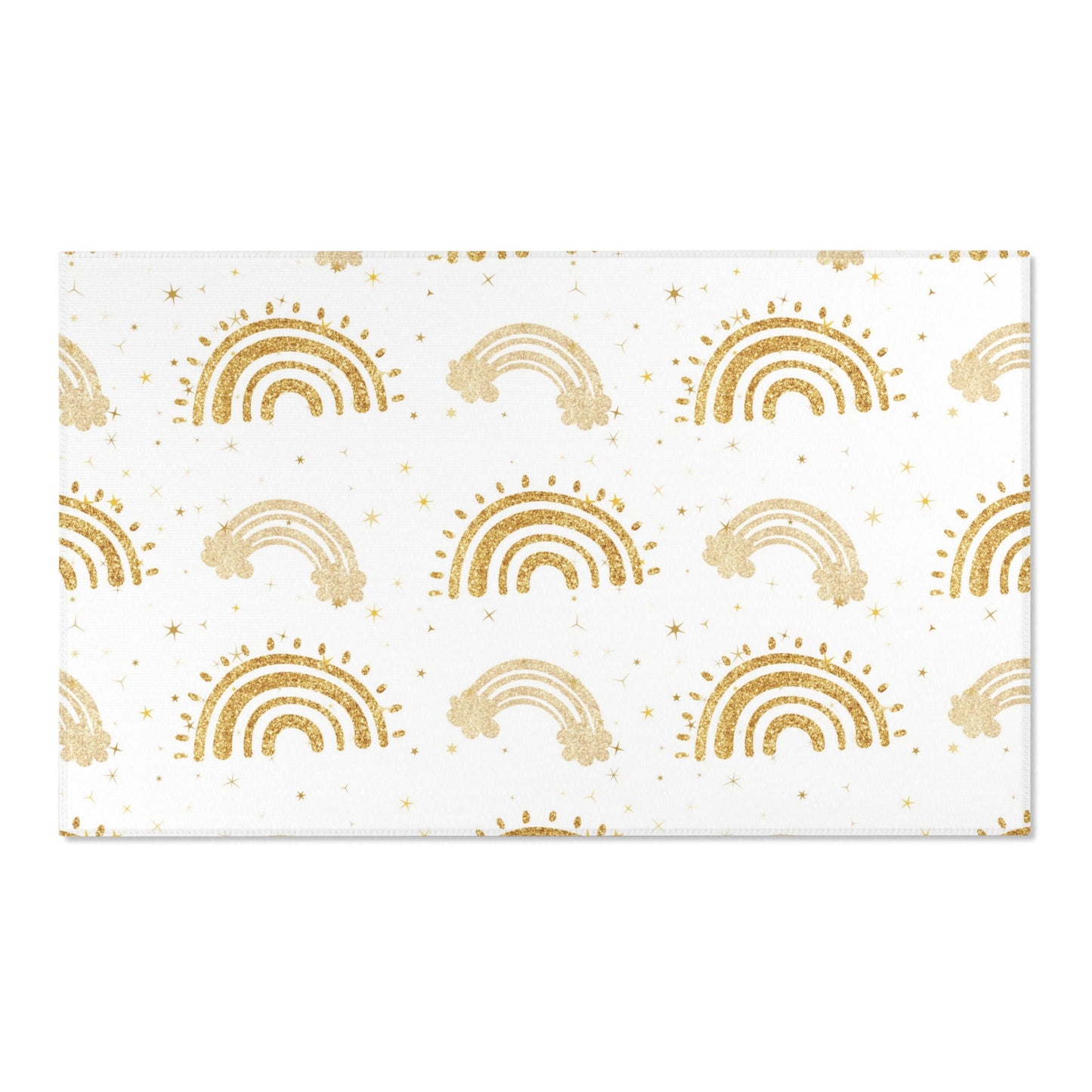 Golden Arches nursery area rug in a baby room