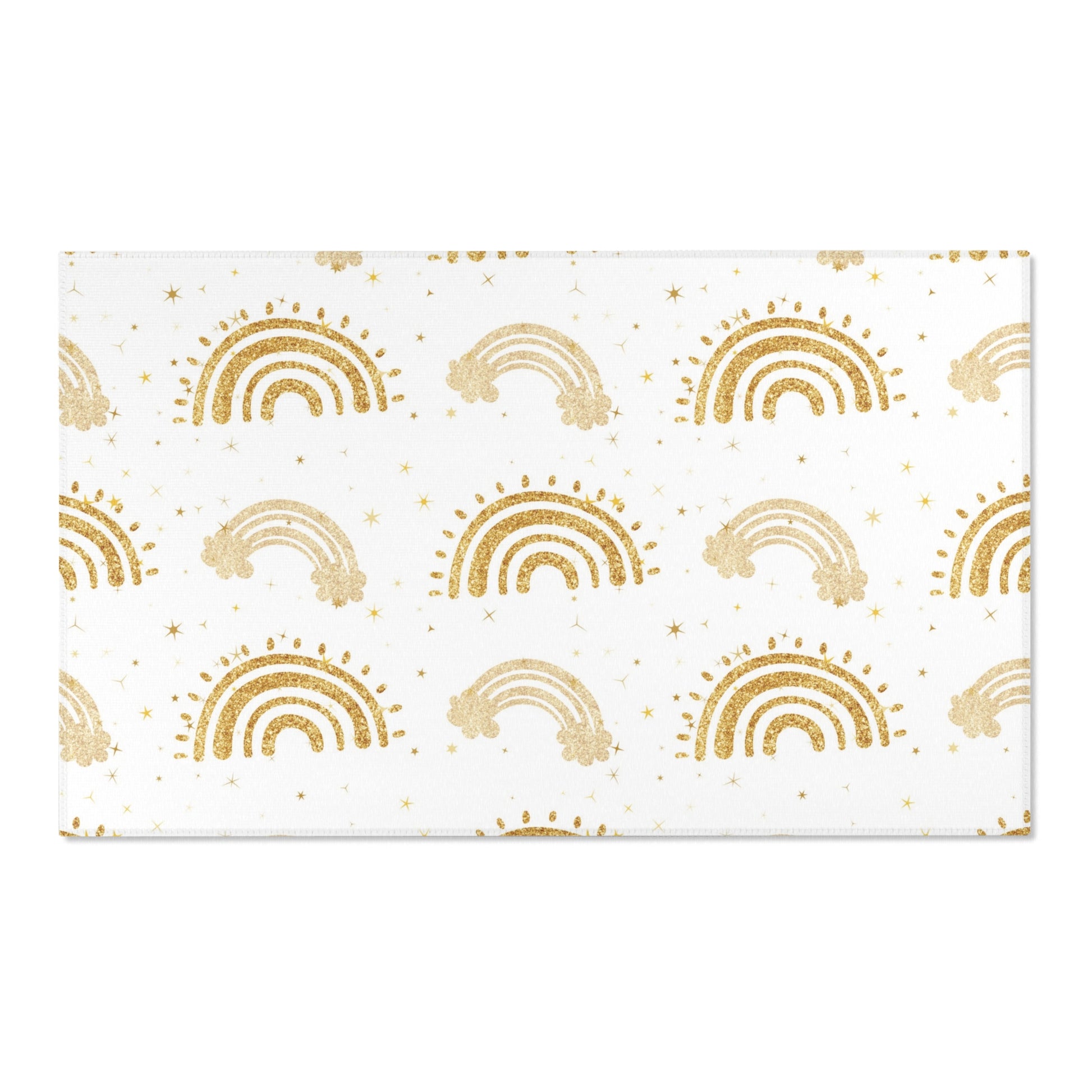 Golden Arches nursery area rug in a baby room