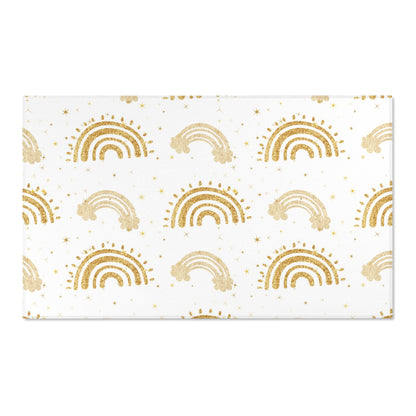 Golden Arches nursery area rug in a baby room