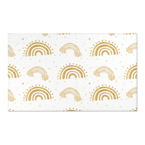 Golden Arches nursery area rug in a baby room