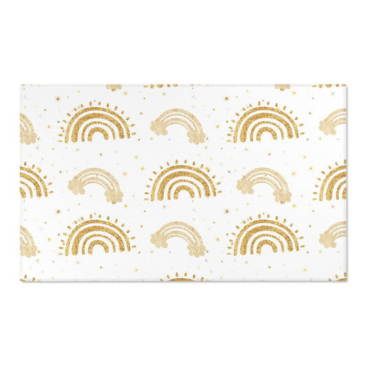 Golden Arches nursery area rug in a baby room