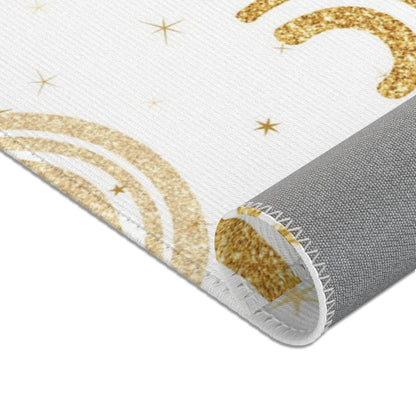 Golden Arches nursery area rug for a baby room floor