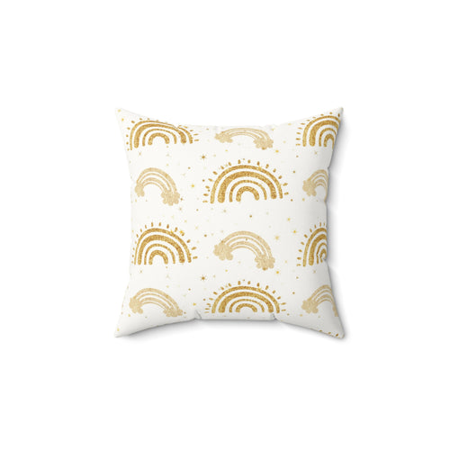 Golden Arches decorative nursery pillow on a glider chair