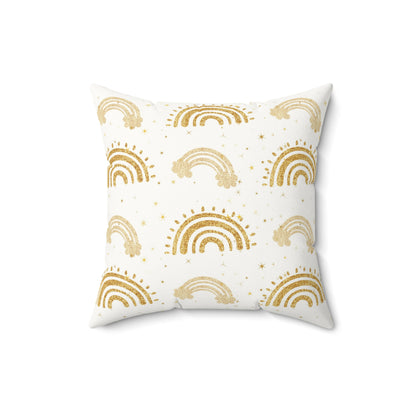 Nursery pillow in gold on white, Golden Arches print
