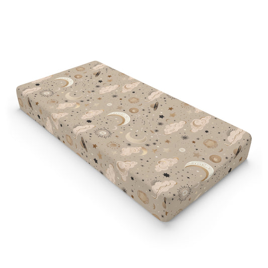 Golden Cosmos changing pad cover on a nursery changing table