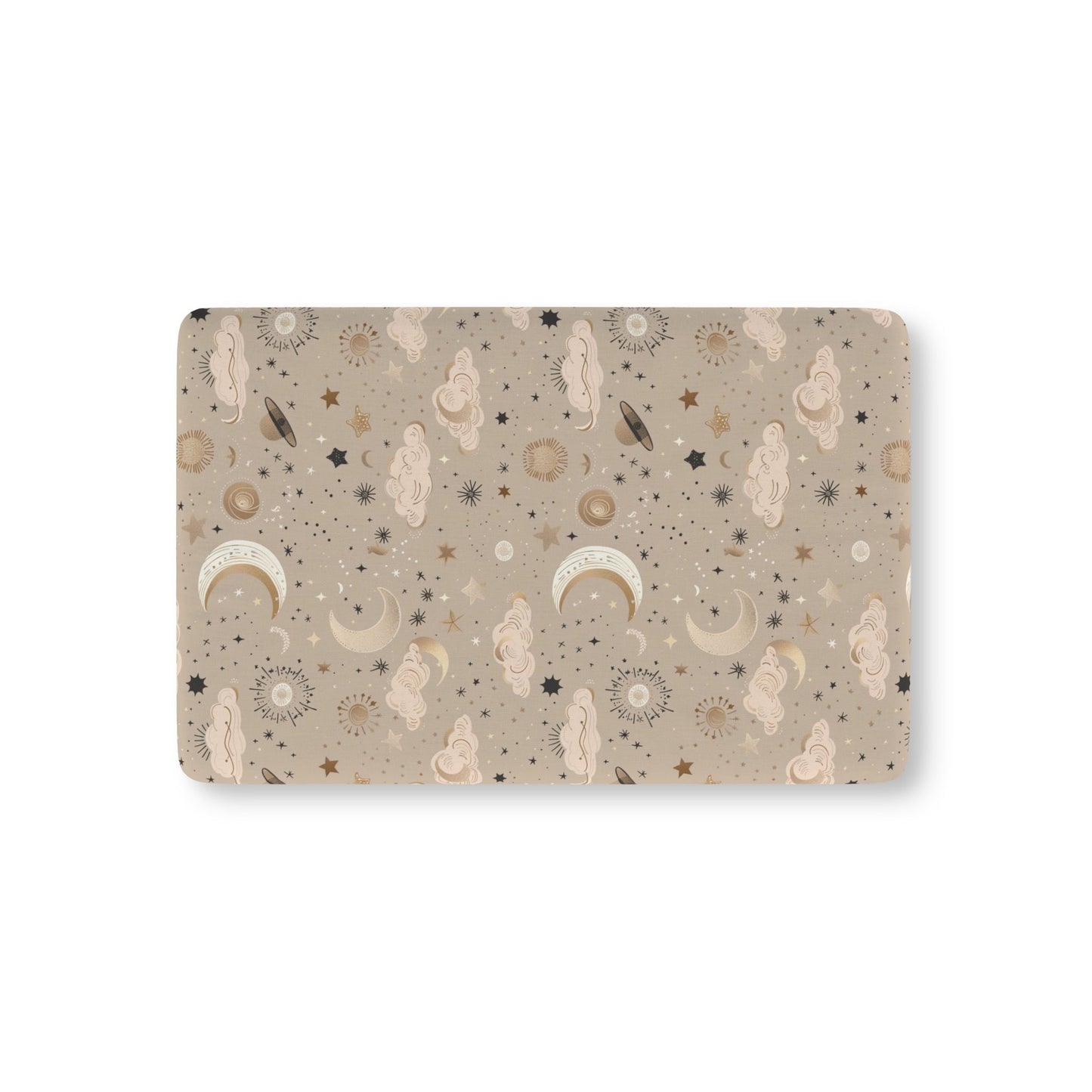 Golden Cosmos fitted crib sheet on a nursery crib mattress
