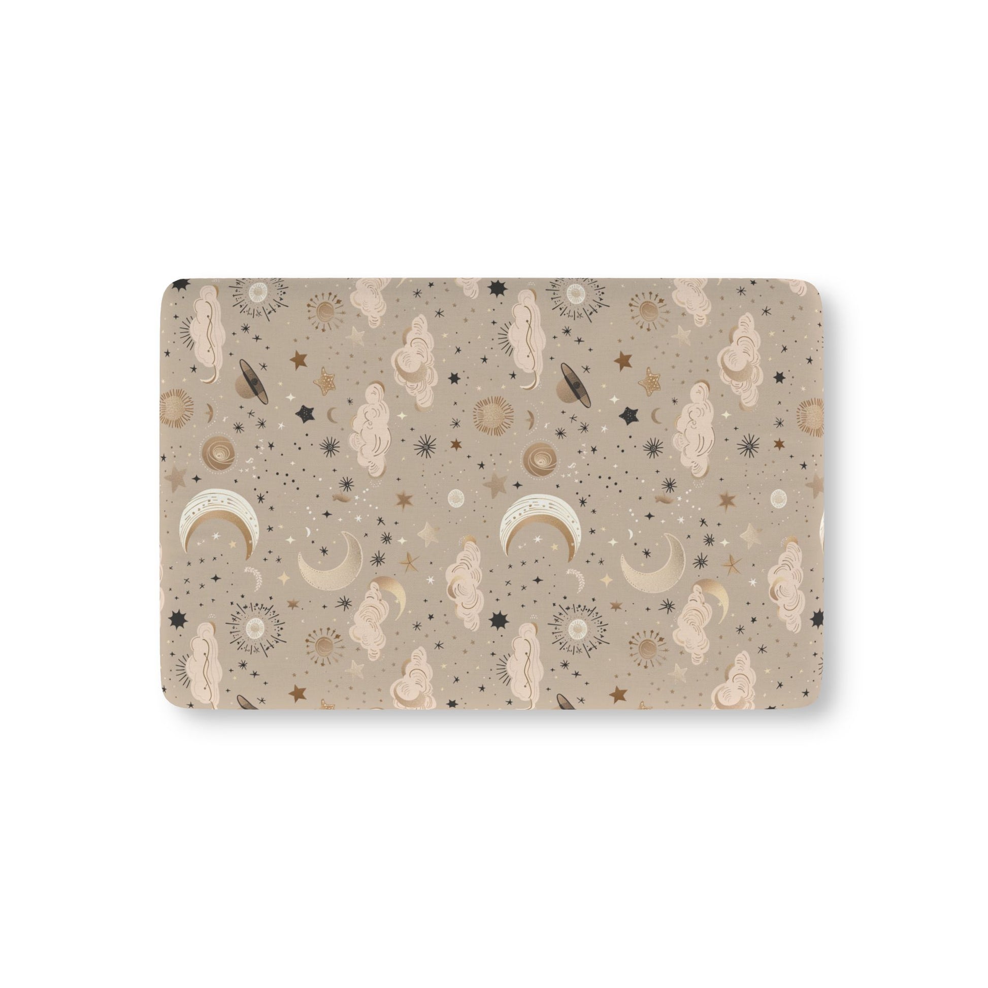 Golden Cosmos fitted crib sheet on a nursery crib mattress