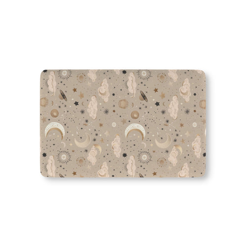 Golden Cosmos fitted crib sheet on a nursery crib mattress